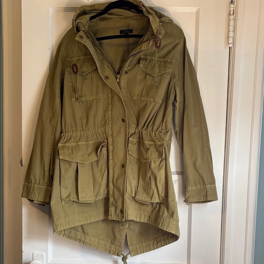 J Crew Olive Hooded Women's Jacket - Picture 1 of 5